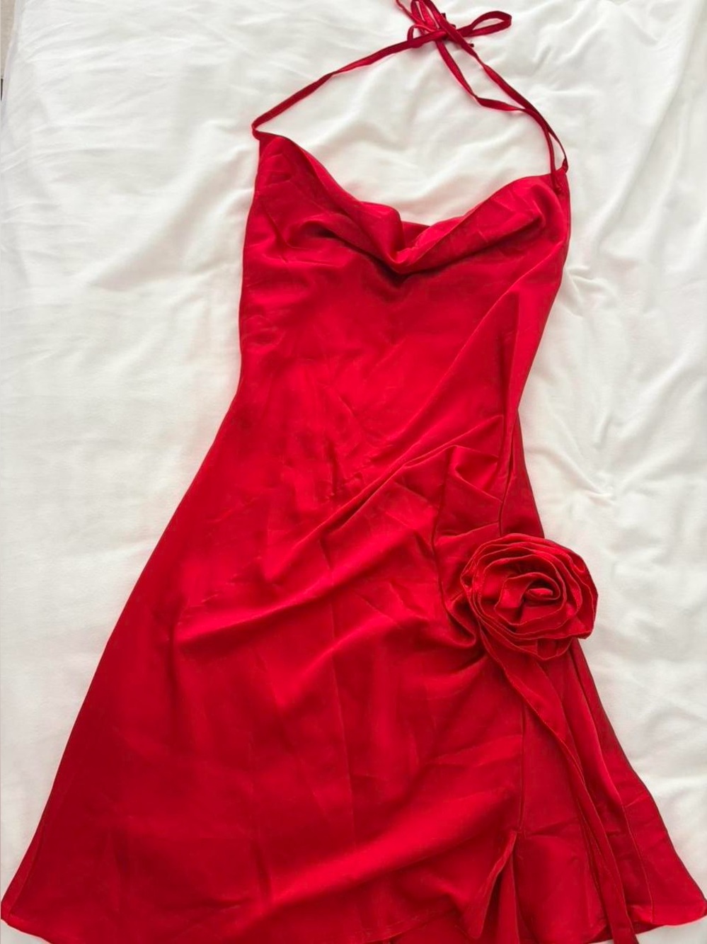 SHEIN red satin dress